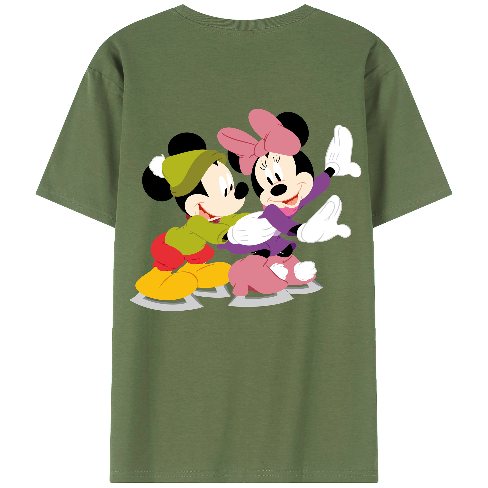 ミッキーマウス Mickey Mouse 綿100％ メンズ半袖Tシャツ（バックプリント） 通気性
